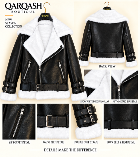 Fur-trim leather jacket